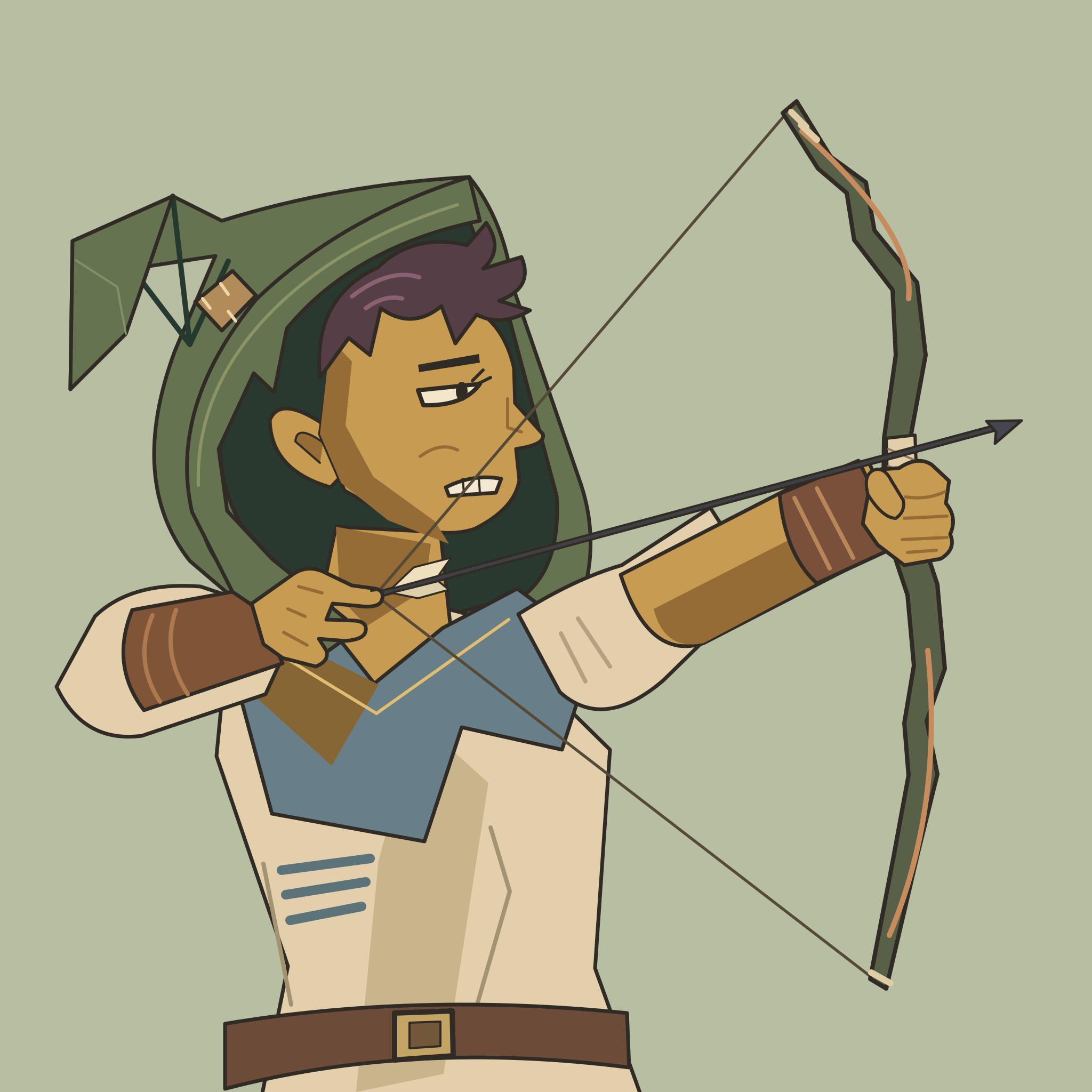 Green hooded woodland archer