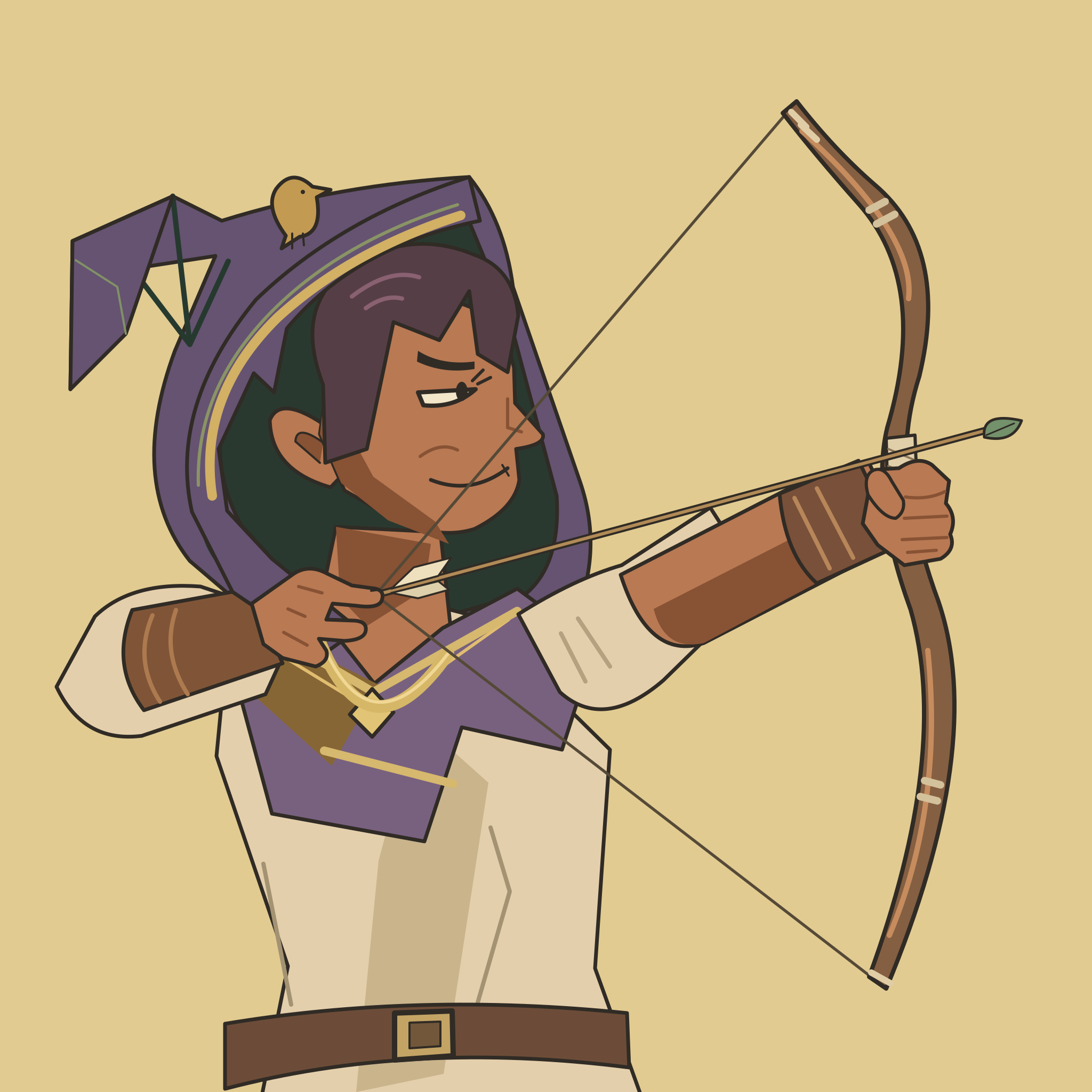 Purple hooded woodland archer
